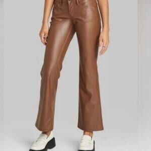 Wild Fable Low Rise Faux Leather Flare Pants Sz 8